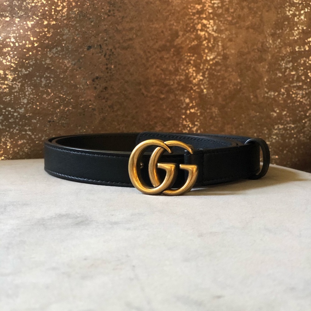 Skinny leather Gucci Belt
